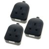 Ex-Pro 1 Gang High Impact Trailing Extension Socket, without Plug and Cable, 13A, Black - 3 Pack