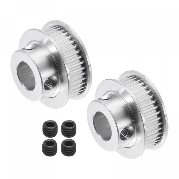 uxcell Timing Pulley 40 Teeth Aluminum Synchronous Wheel Silver 3D Printer Belt for CNC Machines Bore Diameter 0.4 inch (10 mm) 2pcs