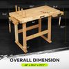 Heavy Duty Rubber Wood Workbench Work Desk w/ 2 Adjustable Rotating Handles