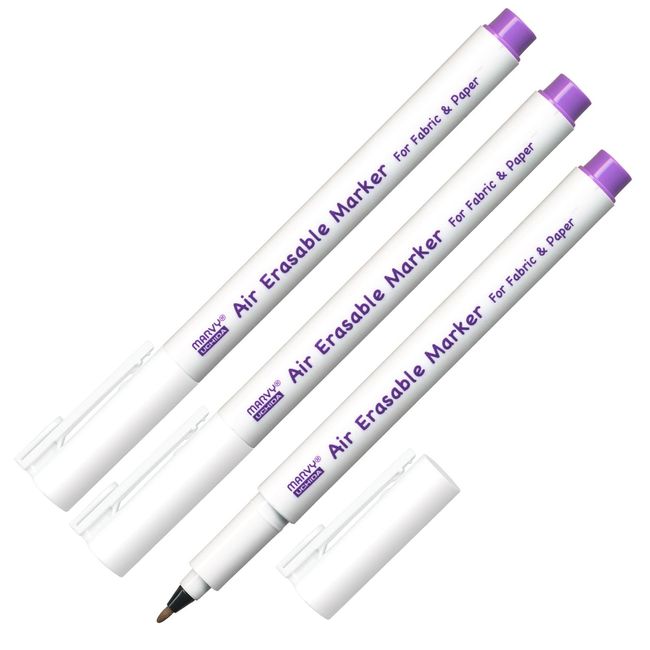 Marvy 423-3H8 Erasable Pen, Natural Disappearing, Violet, Set of 3