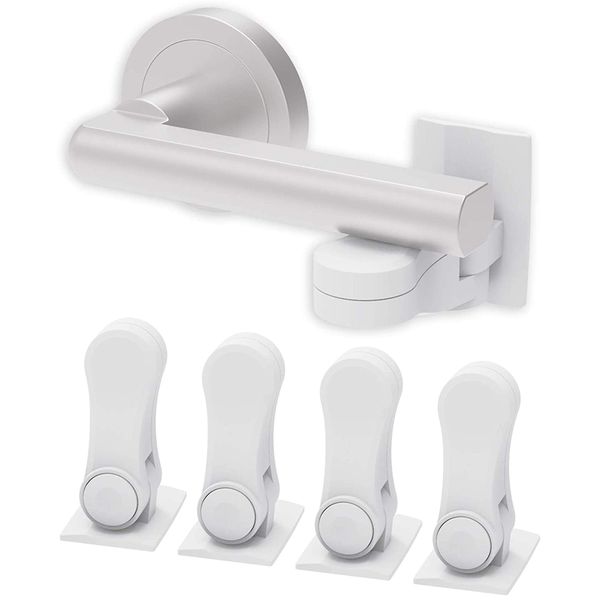 Baby Guard, 4-Pack, Door Lock, Drawer Lock, Safety Lock, Child Lock, Door, Cabinet, Window, Cupboard, Open and Closure, 180° Rotation, Easy Operation, For Babies and Pets, Prevents Injuries, Finger Scissors, Prevents Tampering, Earthquakes