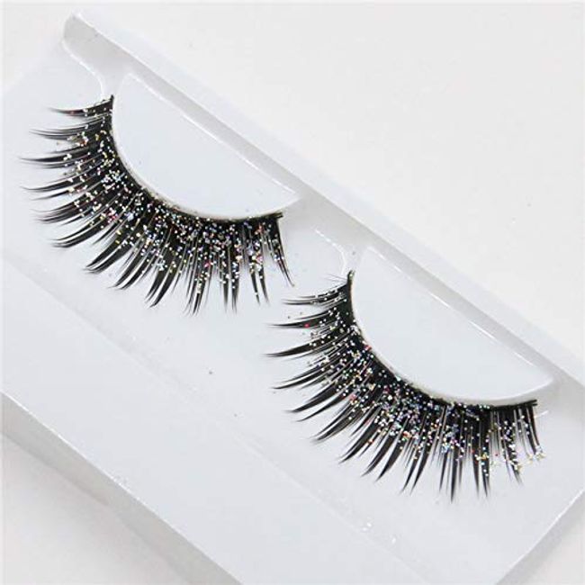 1 PAIR QUALITY DRAMATIC GLITTER or DIAMONTE THICK FALSE FAKE EYE LASHES UK