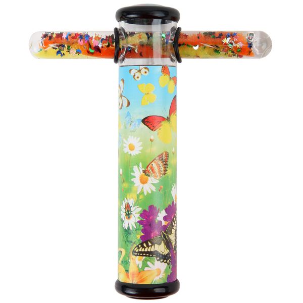 Playlearn Butterfly Design Kaleidoscope Glitter Wand - 6" Kaleidoscope Toy with 5" Spiral Glitter Wand