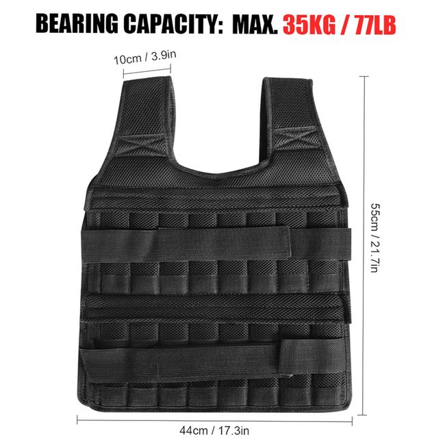 Weighted Vest Workout Equipment Adjustable Body Weight Vest Holds up to  33LB/15kg for Women & Men 