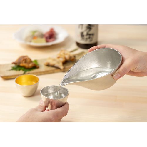 [Nousaku Japanese Paper Wrapping] Tinware Guinomi, 3.4 fl oz (90 cc)