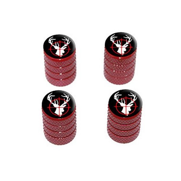 Deer Elk Buck Hunting - Tire Rim Wheel Valve Stem Caps - Red