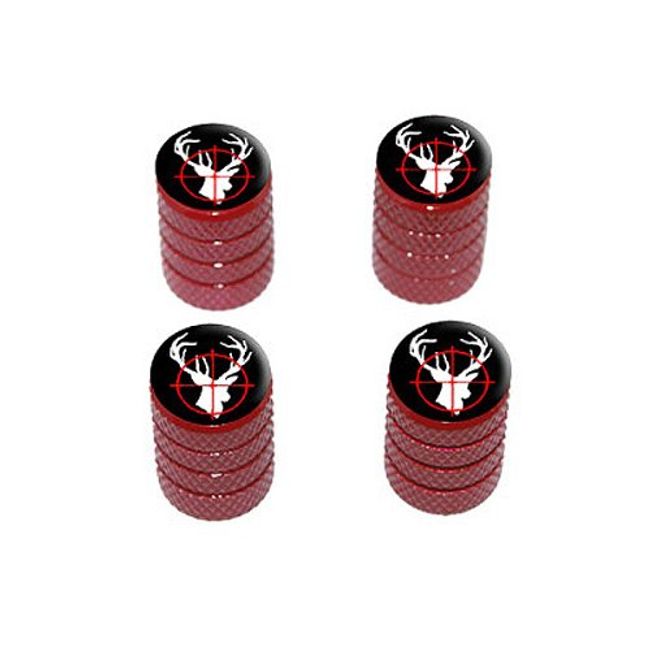 Deer Elk Buck Hunting - Tire Rim Wheel Valve Stem Caps - Red