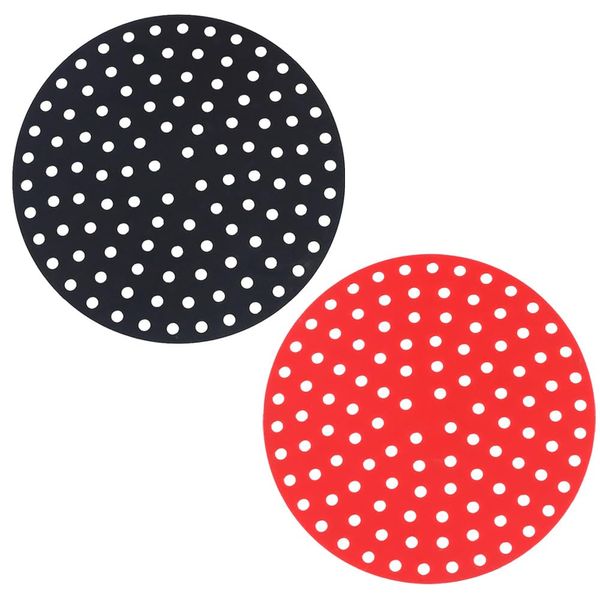 2 Pieces Air Fryer Mat 8" Non-Stick Silicone Air Fryer Mats BPA Free Perforated Mats for Ninja Instant Pot Duo Power XL Foodi Etc