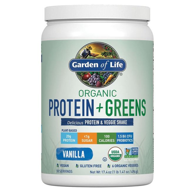 Organic Plant Protein & Greens Powder, Vanilla Shake, 20G Protein, FAST SHIPPIN