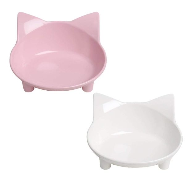 Rapsrk Cat Food Bowl, Non-Slip, Safe Food-Grade Melamine, Anti-Skid Base, Shallow Design, Dishwasher-Safe