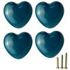 Mimhooy 4 Pack Teal Ceramic Drawer Knobs Decorative Cabinet Knobs, Heart Shaped Cupboard Knobs, Knobs for Cupboards & Draws