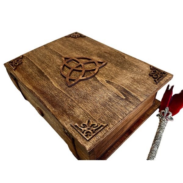 Wooden Book Box Trinity Knot Celtic for Dice, Accessories, Wiccan