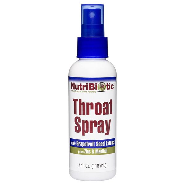 NutriBiotic – Throat Spray with GSE, 4 Fl. Oz | Gentle and Soothing Sore Throat Support with Grapefruit Seed Extract, Zinc & Menthol | Alcohol Free & Non-Medicated