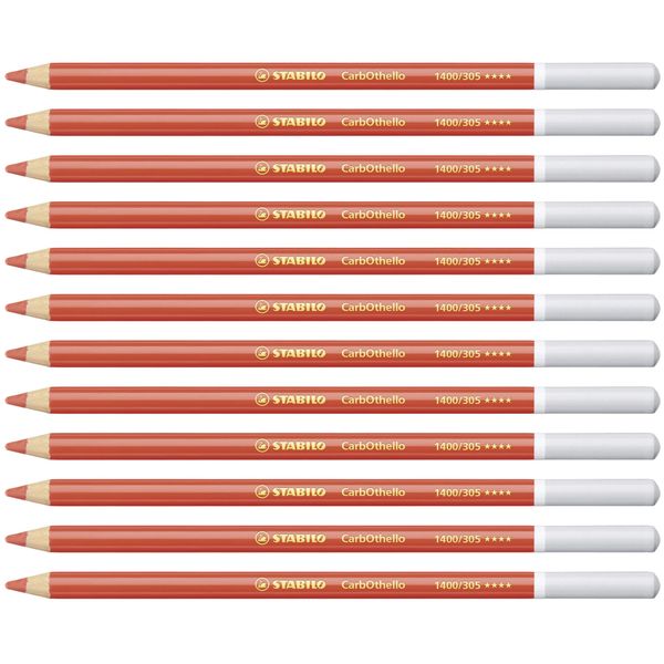 Chalk-Pastel Pencil - STABILO CarbOthello - Pack of 12 - Vermilion Red Tone