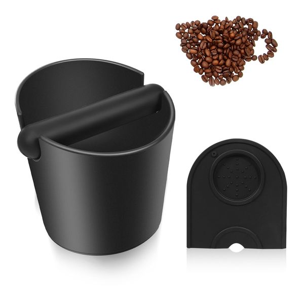 Coffee Knock Box Coffee Knock Box Container 4.7 Inch Espresso Knock Box Coffee Bin Shock-Absorbent Coffee Ground Knock Box Non-Slip Barista Espresso Machine Accessories Set Removable Knock Bar