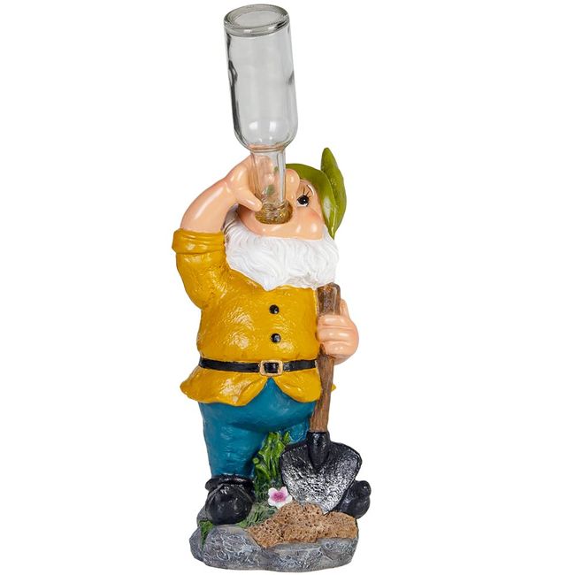 Starsoul Drunk Gnome Funny Dwarf Garden Outdoor Statues with Solar LED Lights Resin Gnome Figurine Garden Decorations for Patio Yard Lawn Yard Porch Ornament Gift