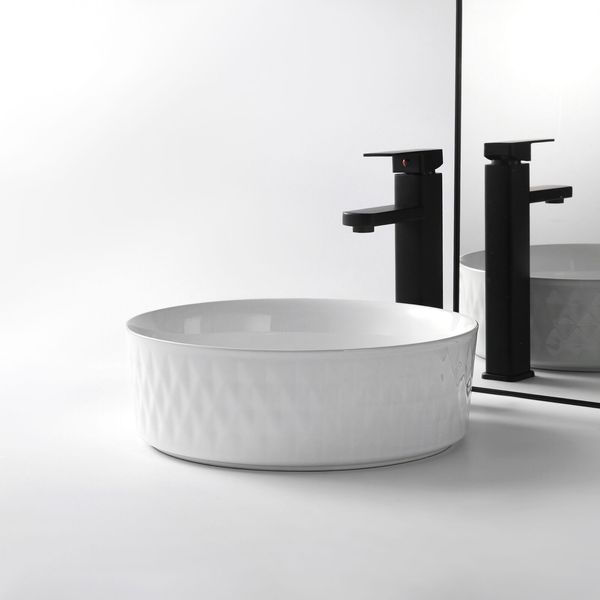 White Bathroom Ceramic Vessel Sink Porcelain Basin Bowl Combo Set Pop up Drain