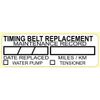 Qty 2 Timing Belt Water Pump Replacement Service Polyester Sticker Label 3" x 1"