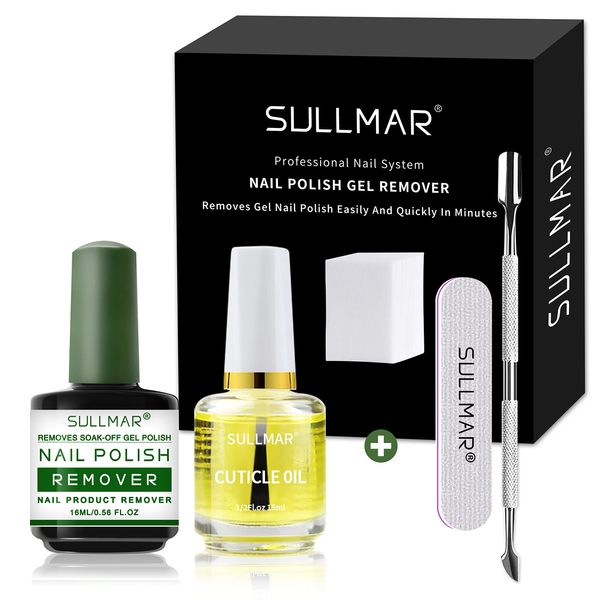 SULLMAR Gel Nail Polish Remover Kit - Gel Polish Remover with Nail Cuticle Oil, Quickly and Easily Remove Gel Nail Polish, Effectively Moisturizes and Strengthens