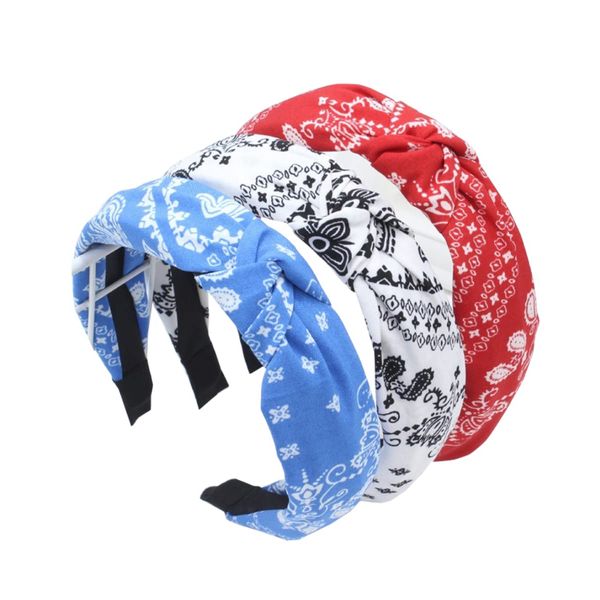 scicent Hair Accessories for Women Knot Turban Headband Twist Wide Hair Band Elastic Cross Head Band Denim Fabric Head Wrap Pack of 3 (Blue, White, Red) 12