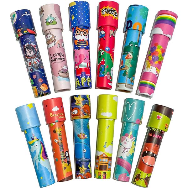 Kaleidoscope Toy Multipack Random Theme - Kaleidoscope for Kids Party Bag Gift Stocking Filler (Medium 12pcs)