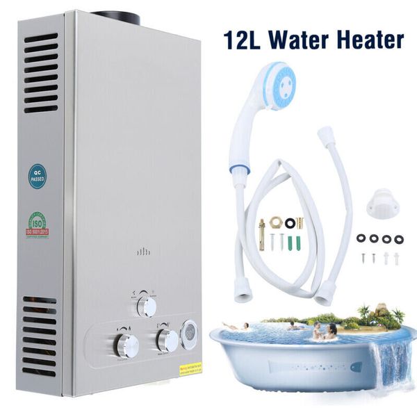 Tankless 12L Water Heater LPG Propane Gas 3.2GPM Instant Hot Water Boiler Shower