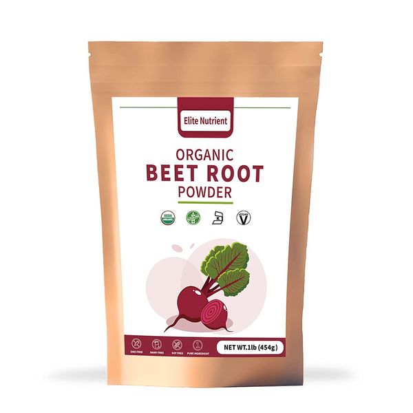 Elite Nutrient Organic Beet Root Powder, Non-GMO, Gluten Free, Vegan Superfood, Nitric Oxide Booster, Increase Stamina & Enhance Exercise Performance (16 oz.)