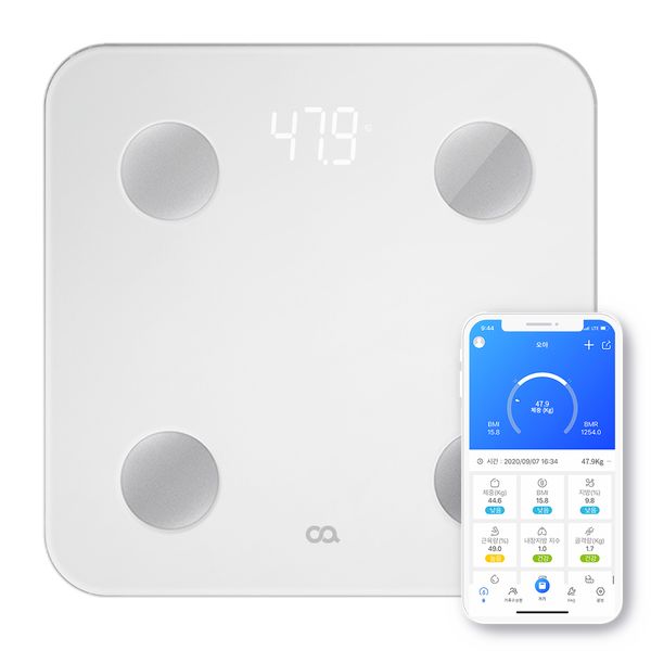 Oa Digital LED Smart In-Body Body Fat Scale Body Weight Electronic Scales, OWM-001WH, White