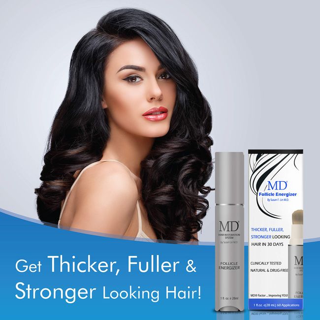 MD Factor suero natural para el crecimiento del cabello | Follicle Energizer Serum: evita el adelgazamiento del cabello y la pérdida de cabello al estimular los folículos capilares para producir un ca