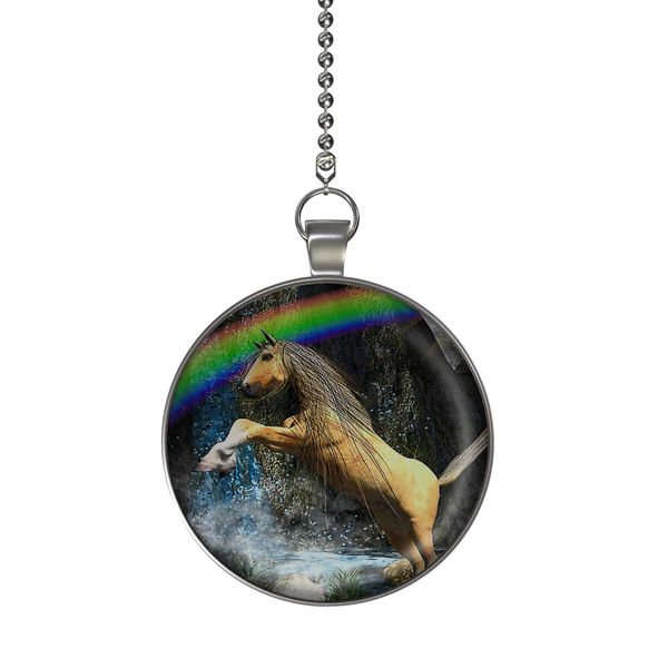 Gotham Decor Horse Rainbow Waterfall Ceiling Fan/Light Pull Pendant with Chain