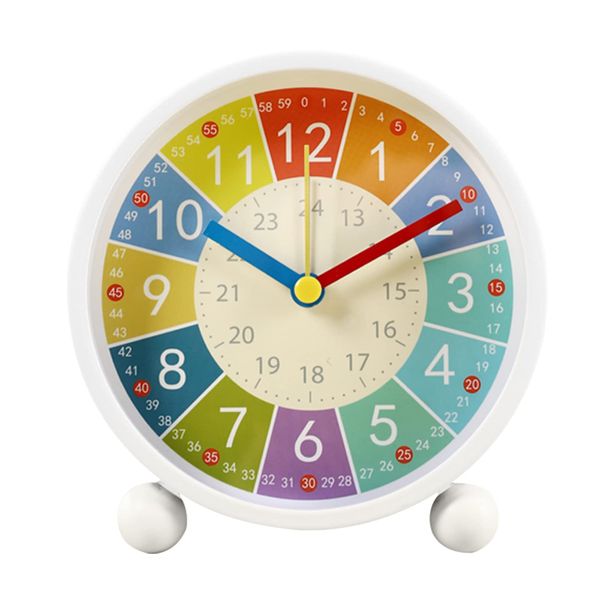 IFEND Alarm Clock, Children, Loud Volume, Educational, Absolute Awakening, Colorful, Light, Stylish, Analog, Table Clock, 4.5 x 4.3 x 2.2 inches (11.5 x 11 x 5.5 cm), (Rainbow)