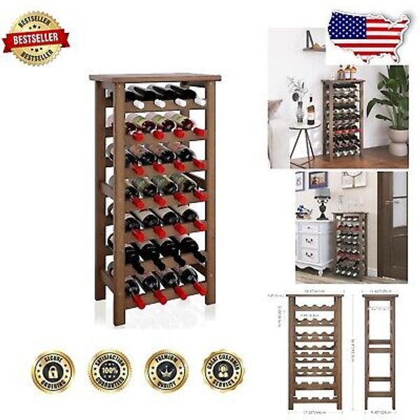 7-Tier Free-Standing Bamboo Wine Rack for Elegant Home Bar & Kitchen Storage