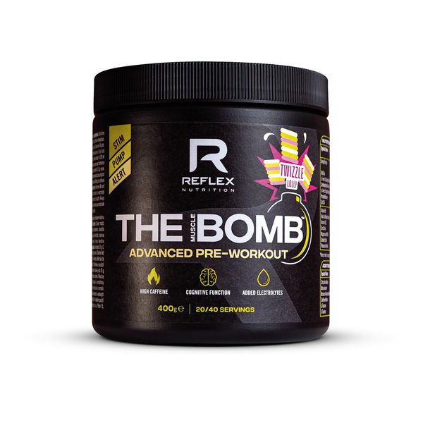 Reflex Nutrition The Muscle Bomb Caffeine Pre Workout Powder - 350mg Caffeine, 9g Citrulline Malate, 2.5g Beta Alanine - Energy, Pump & Focus for Explosive Workouts (Twizzle Lolly, 400g, 20 Servings)