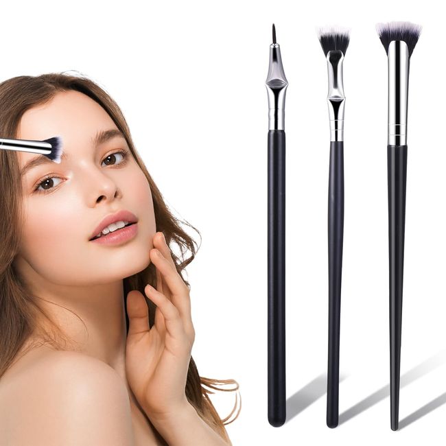 DSLSQD 3 Pcs Fan Mascara Brushes, Eyelash Brush Lash Wand for Lashes, Eyebrow Brush for Eye Brow Application Prevent Clumping, Easy-to-Use Cosmetic Brushes Tool Eye Shadow Brush