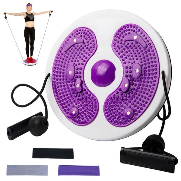 WATUNID Taillentwister mit 3 Stück Sport Haarband, Twist Waist Disc Board mit Kordelzug, Multifunktions Balance Board Pedal, Taille Drehscheibe Hüfttrainer Twist Waist Disk Fitnessgerät für Zuhause