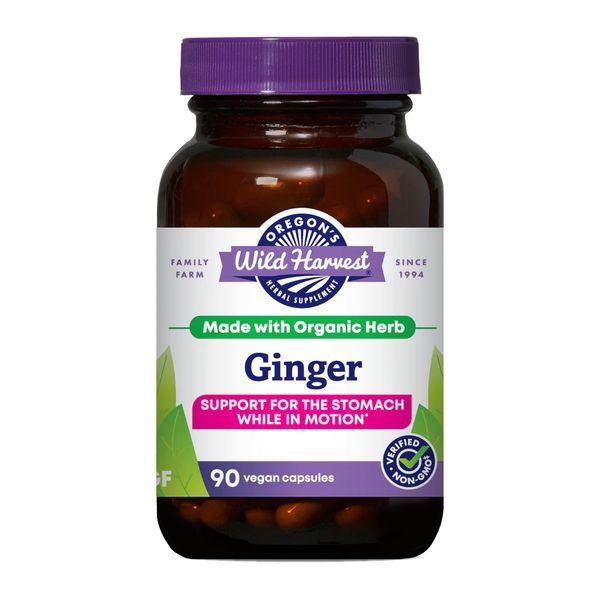 Oregon's Wild Harvest, Certified Organic Ginger Capsules for Stomach Support, Non-GMO, 1000 MGS, 90 Count