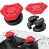 PlayRealm NO Falling Off Thumbstick Extender & Silicone Grip Cover 2 Sets for PS5 & PS4 Controller (UFO Red)