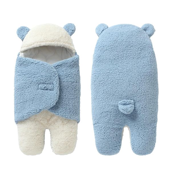 MOONMN Baby Swaddling, Baby Swaddling, Baby Clothing, Baby Sleeping Bag, Going Out, Cute Appearance, Winter, Newborn Kigurumi, Huggable Futon, Comes with Feet, Baby Shower, Cold Protection, Warm, Soft, Cotton, Hooded, Fluffy, Fluffy, Fluffy, Bear-chan, Sk