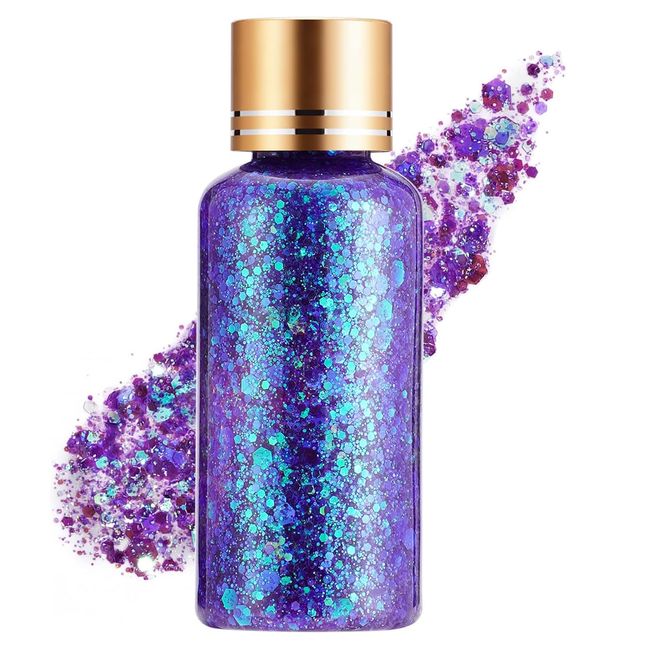 GL-Turelifes Mermaid Chunky Glitter Gel Chameleon Glitter Body Gel Festival Glitter Kosmetik für Gesicht Körper Haare Nägel Makeup Scale Polarisierte Paillette 30ml