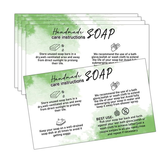 Handmade Soap Care Instructions, Handmade Soap Bar Card Instructions for Soap Maker Clients, Soap Care Guide, Feminine Soap Care Card, Minimalist Soap Care Card Template - 50 Pack