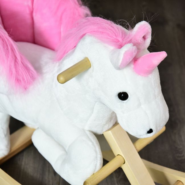 Qaba Baby Kid Toy Wooden Plush Rocking Horse Little Unicorn Style Riding Rocker for sale online 