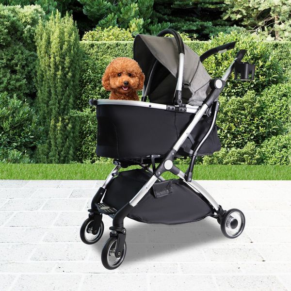 Foldable Dog Stroller 4 Wheel Cats Detachable Carrier Travel Jogger Pushchair