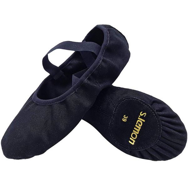 s.lemon Elastic Canvas Dance Shoes Ballet Shoes Yoga Shoes Gym Shoes, Black