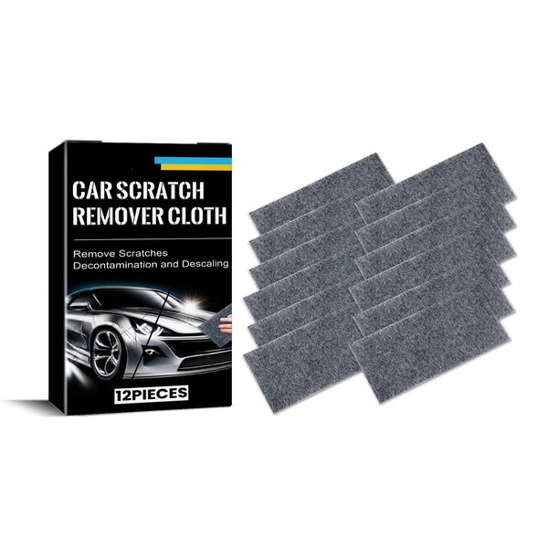 12 Pcs Nano Sparkle Cloth for Car Scratch, 2024 Nano Sparkle Cloth Upgrade, Nano Magic Cloth Easy to Repair Light Scratch Car Paint,Water Spots On Surface for All Car with Disposable Gloves