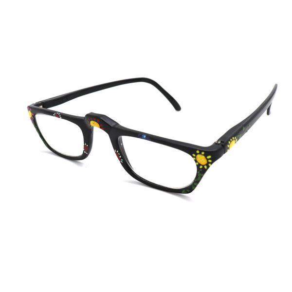 Hand Painted Reader Reading Glasses + Free Micro Fiber Pouch $5.00 Spring Hinge R77 (+300, Sunflower)