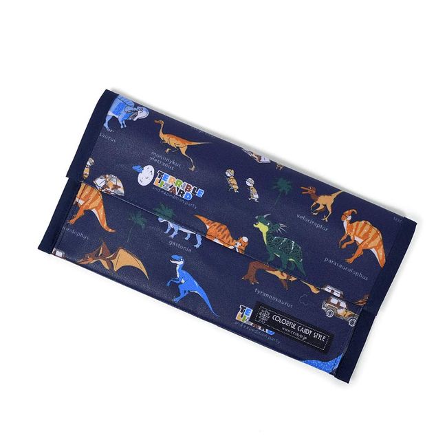 ND201400 Mask Case, Boys, Antibacterial, Kids, Water Repellent, Gusset, Cute, Discovery, Exploration, Dinosaur Continents (Navy), Colorful Candy Style