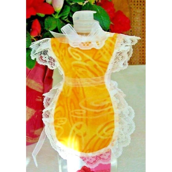 Yellow Sunshine Swirls Apron Cover-up Pancake Syrup Catsup Dish Soap Bottle Gift