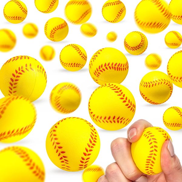 36 Pieces Mini Softball Stress Ball Baseball Sports Foam Squeeze Balls Party Favor Tiny Baseball Toys for Stress Anxiety Relief team Party Bag Gift Fillers School Carnival Reward Ball Games(Yellow)