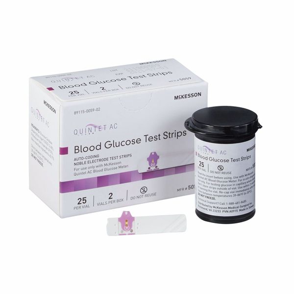 Blood Glucose Test Strips Quintet AC 50 Strips per Pack #5059