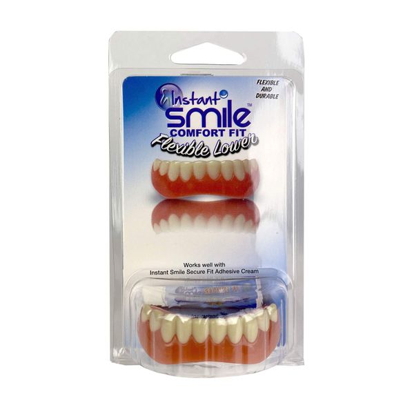 Instant Smile Flexible Lower Veneer, Comfortable Lower Veneer for Extended Wear, Natural Looking Smile, Teeth Veneers for Men and Women, 1 Size Fits Most